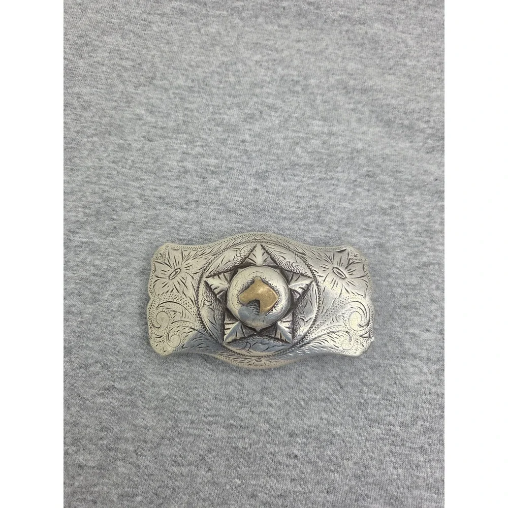 Rare Vintage Keyston Sterling Silver 14k Gold Horse Western Belt Buckle Heavy